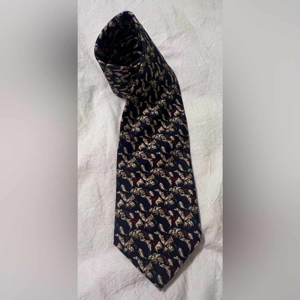 Mane Greyhound Dog Race Pattern 100% Silk from Italy Necktie Handmade in USA